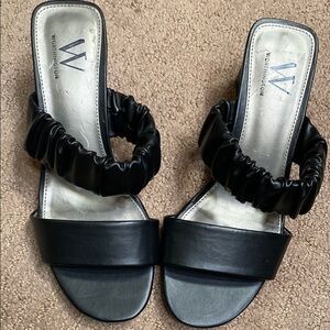 Worthington Black Ruffled Size 6 Sandals Wedding Guest Collegiate Office